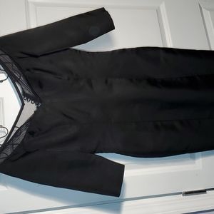 Helen Morley Women Elegant Satin Cocktail Dress with Mesh Top .